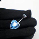 925 Sterling Silver Heart Navel Nail Pink Zircon 6-12MM Length