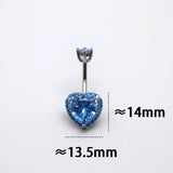 925 Sterling Silver Heart Navel Nail Pink Zircon 6-12MM Length