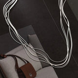925 Silver Multilayer Snake Chain Necklace Adjustable