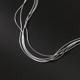 925 Silver Multilayer Snake Chain Necklace Adjustable