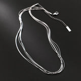 925 Silver Multilayer Snake Chain Necklace Adjustable