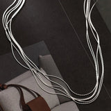 925 Silver Multilayer Snake Chain Necklace Adjustable