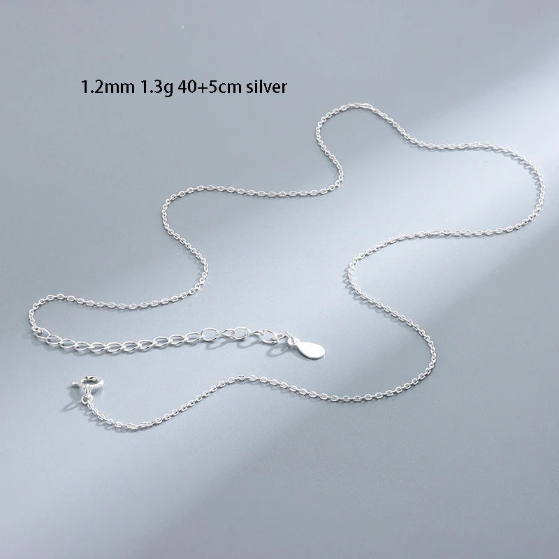 Silver 925 Water-wave Box Chain Sterling Silver Necklace