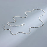 Silver 925 Water-wave Box Chain Sterling Silver Necklace
