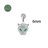Sterling Silver Snow Leopard Belly Button Piercing