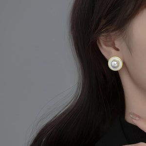Vintage Pearl Stud Earrings 925 Sterling Silver Plated Jewelry