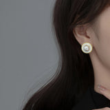 Vintage Pearl Stud Earrings 925 Sterling Silver Plated Jewelry
