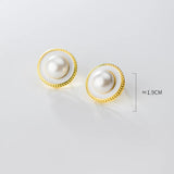Vintage Pearl Stud Earrings 925 Sterling Silver Plated Jewelry