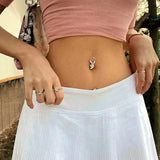 Rabbit Belly Button Rings Silver 925 Body Jewelry Zircon Woman