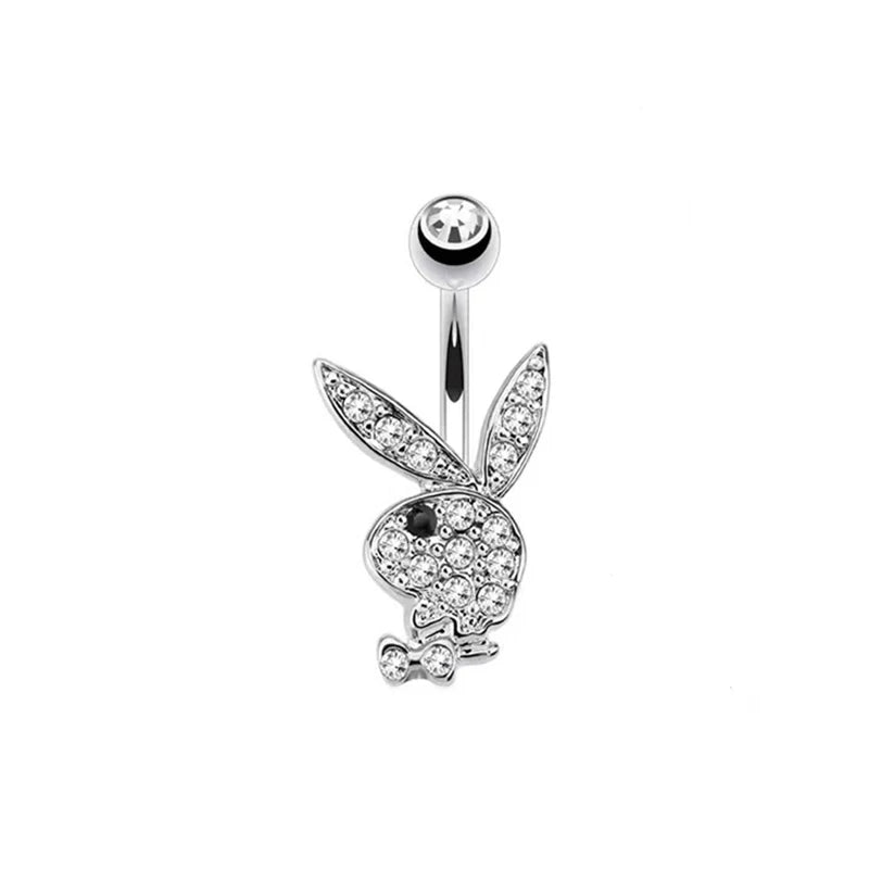 Rabbit Belly Button Rings Silver 925 Body Jewelry Zircon Woman