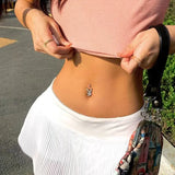 Rabbit Belly Button Rings Silver 925 Body Jewelry Zircon Woman