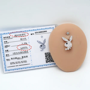Rabbit Belly Button Rings Silver 925 Body Jewelry Zircon Woman