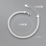 S925 Silver Corrugated Braided Bracelet Women's Hand Jewelry