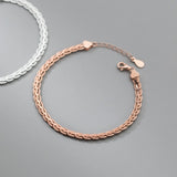 S925 Silver Corrugated Braided Bracelet Women's Hand Jewelry