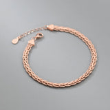 S925 Silver Corrugated Braided Bracelet Women's Hand Jewelry