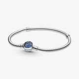 S925 Sterling Silver Crystal Vintage Boho Charms Bangle Bracelet
