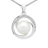 925 Silver Pearl Pendant Necklace Wedding Couple Gift