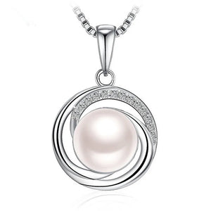 925 Silver Pearl Pendant Necklace Wedding Couple Gift