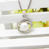 925 Silver Pearl Pendant Necklace Wedding Couple Gift