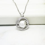 925 Silver Pearl Pendant Necklace Wedding Couple Gift