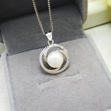 925 Silver Pearl Pendant Necklace Wedding Couple Gift