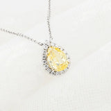 S925 Sterling Silver Yellow Drop Diamond Crystal Pendant Necklace