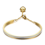 Silver Plated Crystal Love Heart Charms Bangle Bracelet for Women