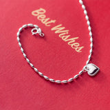925 Sterling Silver Love Pendant Ankle Chain Foot Bracelet for Women