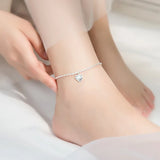 925 Sterling Silver Love Pendant Ankle Chain Foot Bracelet for Women