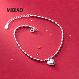 925 Sterling Silver Love Pendant Ankle Chain Foot Bracelet for Women