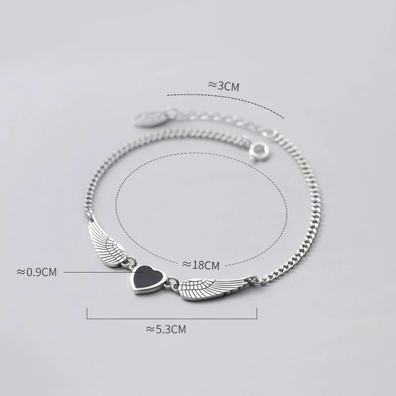 Thai Silver Anklets Love Heart Wings On Leg Summer Accessories