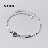 Thai Silver Anklets Love Heart Wings On Leg Summer Accessories
