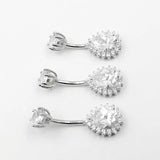 925 Sterling Silver Belly Button Ring Zircon Body Piercing