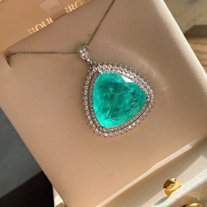 Love Heart Stone Zircon Vintage Retro Pendant Necklace for Women