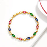 MIQIAO Yellow Stone Crystal Bangles Wrist Band Chain Bracelet for Women