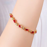 MIQIAO Yellow Stone Crystal Bangles Wrist Band Chain Bracelet for Women