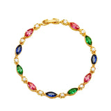 MIQIAO Yellow Stone Crystal Bangles Wrist Band Chain Bracelet for Women