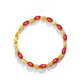 MIQIAO Yellow Stone Crystal Bangles Wrist Band Chain Bracelet for Women