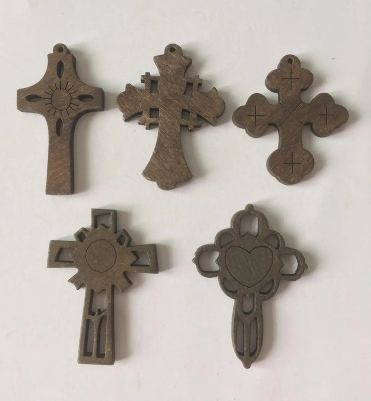 Religious Cross Pendant Variety Pack - 72pcs & 36pcs - Wooden & Resin Crosses