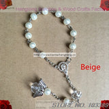 Glass Pearl Rosary Bracelet with Angel Wing Pendant