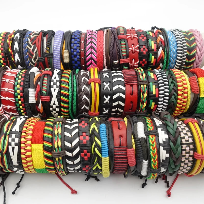 10pcs Colorful Leather Bracelets Mix Styles Party Favor Gift Jewelry