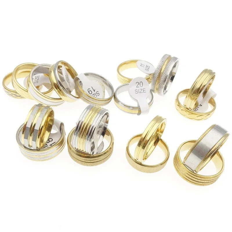 20pcs Stainless Steel Golden Plated Wedding Bands Couple Ring