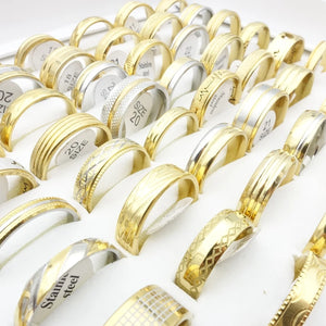 20pcs Stainless Steel Golden Plated Wedding Bands Couple Ring