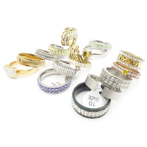 Crystal Stainless Steel Rings Jewelry Rhinestone Zircon Stone Couple Ring