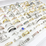 Crystal Stainless Steel Rings Jewelry Rhinestone Zircon Stone Couple Ring