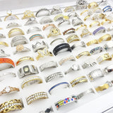 Crystal Stainless Steel Rings Jewelry Rhinestone Zircon Stone Couple Ring