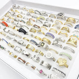 Crystal Stainless Steel Rings Jewelry Rhinestone Zircon Stone Couple Ring