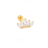 Crystal Zircon Crown Butterfly Lightning Stud Earrings 925 Silver