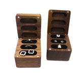 Square Jewelry Box Rings Earrings Walnut Organizer Case for Women