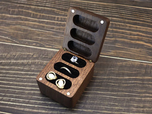 Square Jewelry Box Rings Earrings Walnut Organizer Case for Women